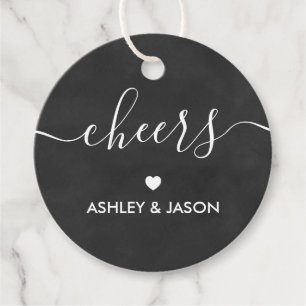 Cheers Tag, Wedding Wine or Champagne Chalkboard Favour Tags