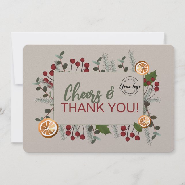 Cheers & Thank you Your logo here Corporate  Holiday Card (Front)