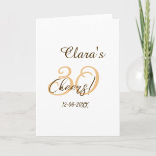 Cheers thirty birthday charcoal brown orange bold card