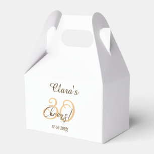 Cheers thirty birthday charcoal brown orange bold  favour box