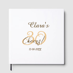 Cheers thirty birthday charcoal brown orange bold guest book