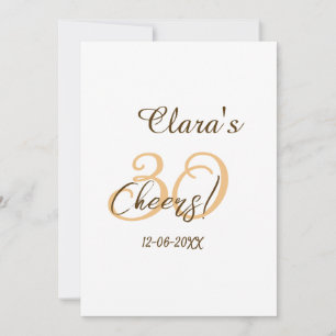 Cheers thirty birthday charcoal brown orange bold  invitation
