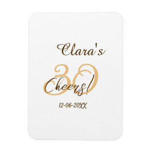Cheers thirty birthday charcoal brown orange bold  magnet