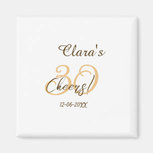 Cheers thirty birthday charcoal brown orange bold magnet