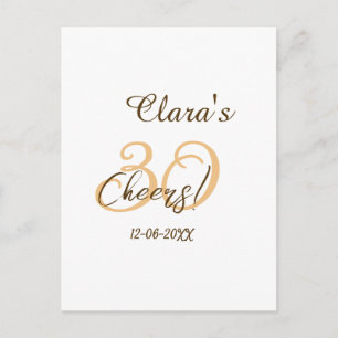 Cheers thirty birthday charcoal brown orange bold  postcard