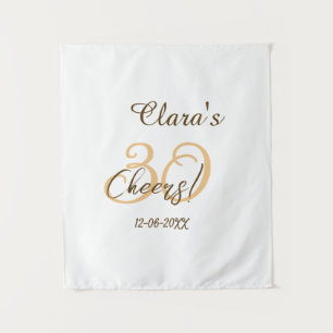 Cheers thirty birthday charcoal brown orange bold  tapestry