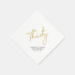 Cheers Thirty   Modern Adult 30th Birthday Party N Napkin