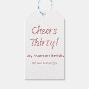 cheers thirty pink maron name trendy birthday simp gift tags