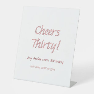 cheers thirty pink maron name trendy birthday simp pedestal sign