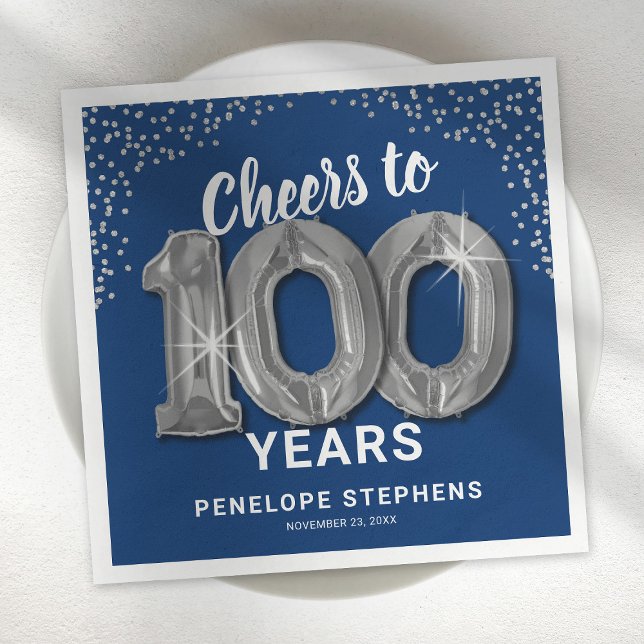 Cheers to 100 Years Birthday Napkins (Creator Uploaded)