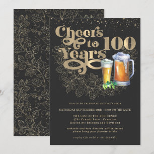 Cheers to 100 Years   Milestone Birthday Party Invitation