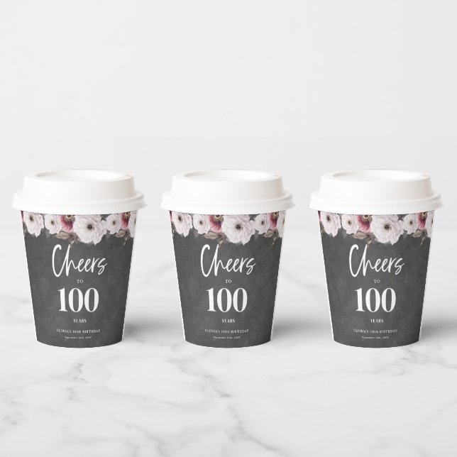 Cheers to 100th Birthday  Paper Cups (Multi)