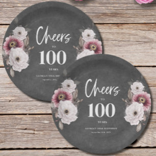 Cheers to 100th Birthday Paper Plate