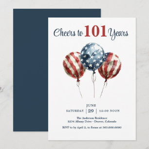 Cheers to 101 Years Birthday Party Invitation
