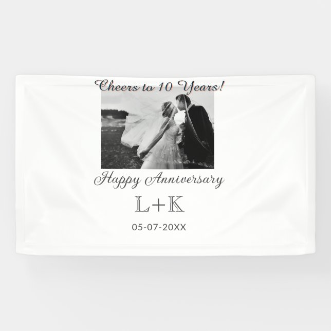 Cheers to 10 Years happy anniversary add photo dat Banner (Horizontal)