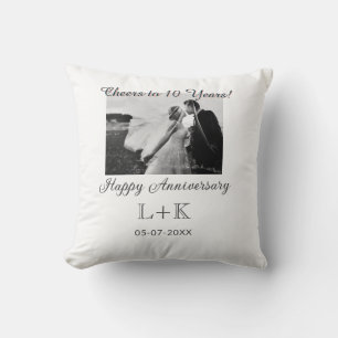 Cheers to 10 Years happy anniversary add photo dat Cushion