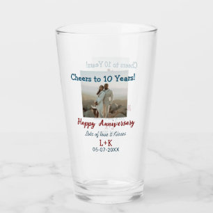 Cheers to 10 Years happy anniversary add photo dat Glass