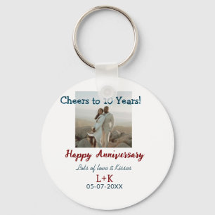 Cheers to 10 Years happy anniversary add photo dat Key Ring