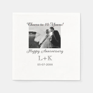 Cheers to 10 Years happy anniversary add photo dat Napkin