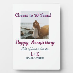 Cheers to 10 Years happy anniversary add photo dat Plaque