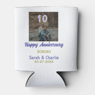 Cheers to 10 Years happy anniversary purple golden Can Cooler