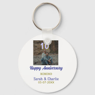 Cheers to 10 Years happy anniversary purple golden Key Ring