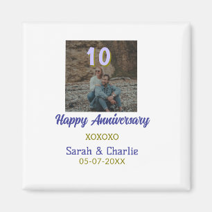Cheers to 10 Years happy anniversary purple golden Magnet