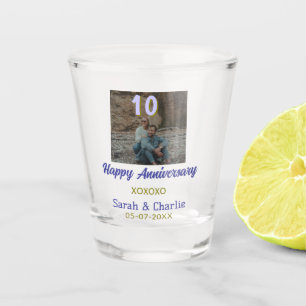 Cheers to 10 Years happy anniversary purple golden Shot Glass