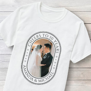 "Cheers to 10 Years" Wedding Anniversary Photo T-Shirt