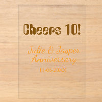 Cheers to 10th wedding anniversary brown orange