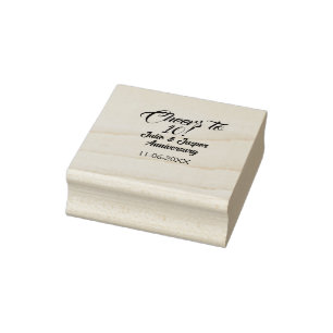 Cheers to 10th wedding anniversary mauve golden na rubber stamp