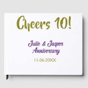 Cheers to 10th wedding anniversary purpl golden na guest book