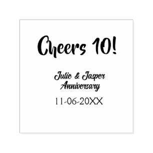 Cheers to 10th wedding anniversary purpl golden na self-inking stamp