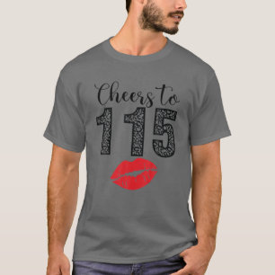 Cheers To 115 Years Lips Happy Birthday Leopard Bo T-Shirt