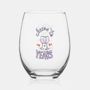 Cheers to 11 years wedding anniversary champagne stemless wine glass
