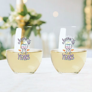 Cheers to 11 years wedding anniversary champagne  stemless wine glass