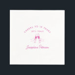 Cheers to 18 Years Pink 18th Birthday Custom Napkin<br><div class="desc">Festive pink doodle design features two hands toasting with wine glasses. All of the text is editable.</div>