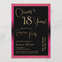 Cheers to 18 Years Surprise Birthday Party, Pink