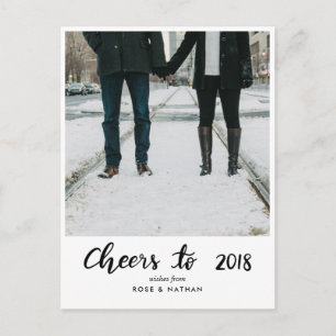 Cheers To 2018 Handwritten Script New Year Photo Holiday Postcard