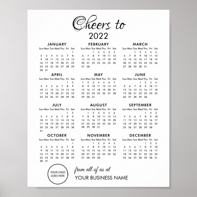 Cheers to 2022 Calendar Business Logo Poster (Front)