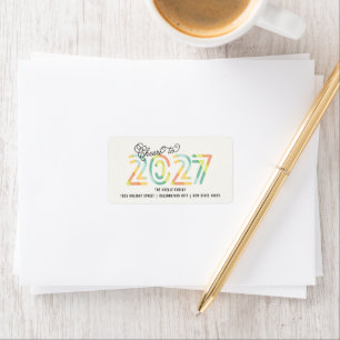 Cheers to 2023 Citrus Stripes New Year Address Label