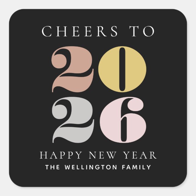 Cheers to 2023 New Year's White Square Sticker (Front)