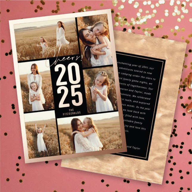 Cheers To 2025 Bold Typography New Year Photo (Cheers To 2025 Bold Typography New Year Photo Foil Holiday Card @ fat_fa_tin)