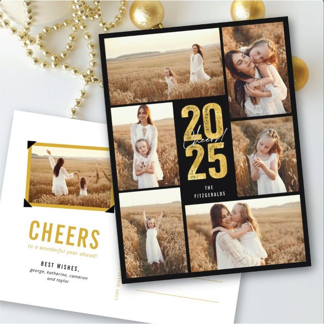 Cheers To 2025 Gold Typography Modern New Year Holiday Postcard (Cheers To 2025 Gold Typography Modern New Year Holiday Postcard @ fat_fa_tin)