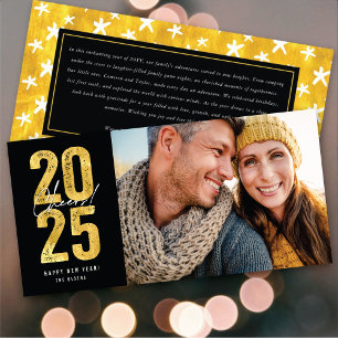 Cheers To 2025 Gold Typography New Year Photo Holiday Card