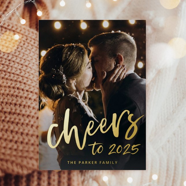 Cheers to 2025 | New Year Gold Foil Holiday Postcard (Creator Uploaded)