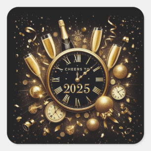Cheers to 2025 New Year Square Sticker