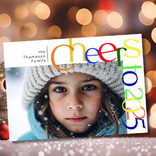 Cheers to 2025 year playful photo holiday card