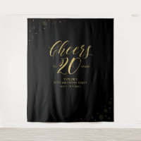 Cheers to 20 years | Gold & Black Birthday Party