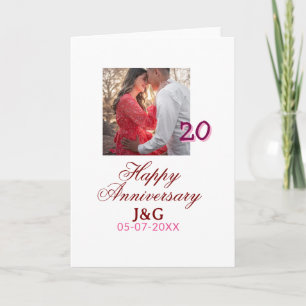 Cheers to 20 Years happy anniversary add photo dat Card